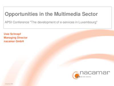 Opportunities in the Multimedia Sector APSI Conference 