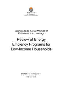 Submisison to NSW Review of Energy Efficiency Programs for Low-Income Households