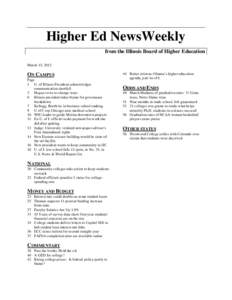 Higher Ed NewsWeekly from the Illinois Board of Higher Education March 15, 2012 ON CAMPUS Page