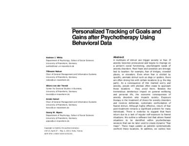 Personalized Tracking of Goals and Gains after Psychotherapy Using Behavioral Data Andrew J. White  Abstract