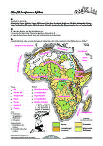 Oberflächenformen Afrikas a Beschrifte in der Karte: