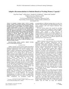 Adaptive Recommendations to Students Based on Working Memory Capacity