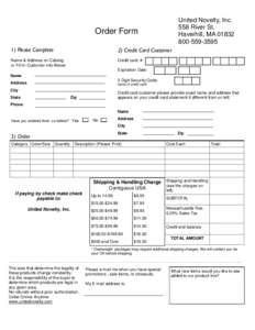 United Novelty, Inc. 558 River St. Haverhill, MA[removed]3595  Order Form