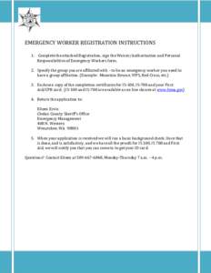 EMERGENCY WORKER REGISTRATION INSTRUCTIONS