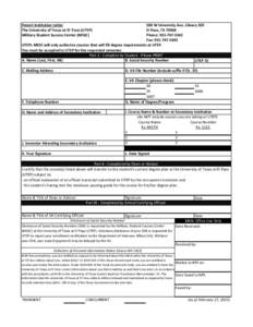 Parent Institution Letter The University of Texas at El  Paso (UTEP) Military Student Success Center (MSSC) 500 W University Ave, Library 205 EI Paso, TX 79968