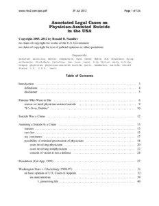 Assisted suicide / Euthanasia / Disability rights / Washington v. Glucksberg / Jack Kevorkian / Dignity in Dying / Terminal illness / End-of-life care / Washington Death with Dignity Act / Suicide / Medicine / Death