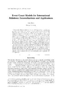 Internatzonal Stuclzes Qualterl[removed], [removed]Event Count Models for International Relations: Generalizations and Applications  International relations theorists tend to think in terms of continuous