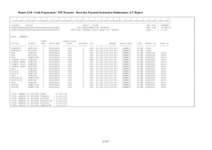 Report G18 - Cash Prepayment / TSF Payment / Intra-day Payment Instruction Maintenance A/T Report + 1 + 2 +