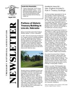 Inside this Newsletter...  NEWSLETTER TREASURY HISTORICAL ASSOCIATION