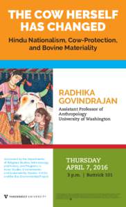 The Cow herself has Changed hindu nationalism, Cow-Protection, and Bovine Materiality  Radhika
