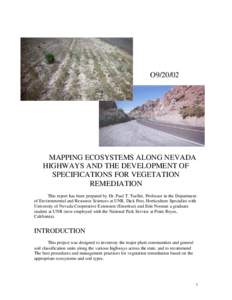 O9[removed]MAPPING ECOSYSTEMS ALONG NEVADA HIGHWAYS AND THE DEVELOPMENT OF SPECIFICATIONS FOR VEGETATION REMEDIATION