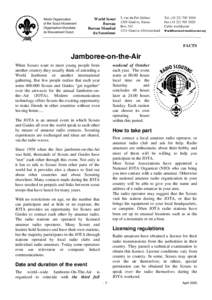 World Scout Jamboree / Jamboree / Amateur radio operator / The Scout Association / Jota / Scout / Guides on the Air / Trinidad and Tobago Amateur Radio Society / Scouting / Recreation / Outdoor recreation