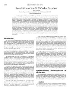 2008  PROCEEDINGS of the NPA Resolution of the SLT-Order Paradox Glenn Borchardt