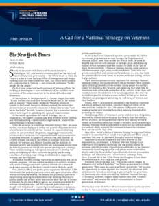 IVMF OPINION  A Call for a National Strategy on Veterans March 6, 2013 Dr. Mike Haynie