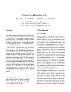 Slicing Class Hierarchies in C++ Frank Tip Jong-Deok Choi  John Field