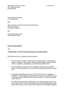 Bezirksamt Pankow von Berlin Abt. Stadtentwicklung Bezirksstadtrat 10. April 2014