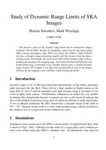 Study of Dynamic Range Limits of SKA Images Maxim Voronkov, Mark Wieringa CSIRO ATNF Abstract We present a study of the dynamic range which can be reached for images