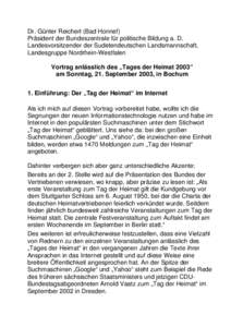 Dr. Günter Reichert (Bad Honnef) Präsident der Bundeszentrale für politische Bildung a. D. Landesvorsitzender der Sudetendeutschen Landsmannschaft,