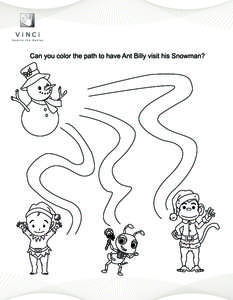 Can you color the path to have Ant Billy visit his Snowman?   