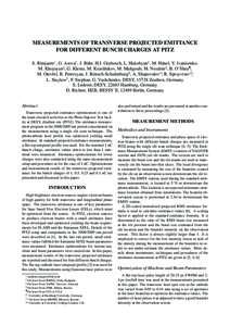 MEASUREMENTS OF TRANSVERSE PROJECTED EMITTANCE FOR DIFFERENT BUNCH CHARGES AT PITZ S. Rimjaem∗ , G. Asova† , J. B¨ahr, H.J. Grabosch, L. Hakobyan‡ , M. H¨anel, Y. Ivanisenko, M. Khojoyan§ , G. Klemz, M. Krasilni