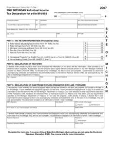 MI-8453, 2007 Michigan Individual Income Tax Declaration for e-file