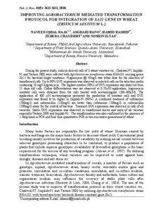 Pak. J. Bot., 42(5): [removed], [removed]IMPROVING AGROBACTERIUM MEDIATED TRANSFORMATION