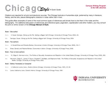 ChicagoStyle  Campus Writing Program & the IUB Libraries A Quick Guide
