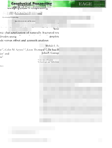 Geophysical Prospecting  doi: Seismic characterization of naturally fractured reservoirs using amplitude versus offset and azimuth analysis