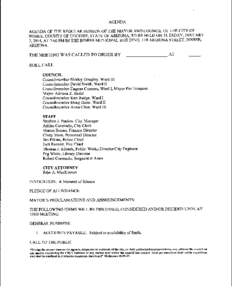 AGENDA AGENDA OF THE REGULAR SESSION OF THE MAYOR AND COUNCIL OF THE CITY OF BISBEE, COUNTY OF COCHISE, STATE OF ARIZONA, TO BE HELD ON TUESDAY, JANUARY 7, 2014, AT 7:00PM IN THE BISBEE MUNICIPAL BUILDING, 118 ARIZONA ST
