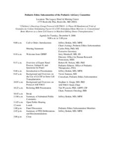 Pediatric Ethics Subcommittee of the Pediatric Advisory Committee