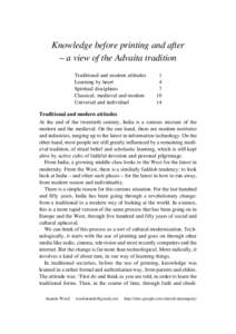 Knowledge before printing and after: A view of the Advaita tradition