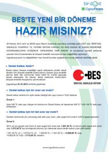 29 Haziran 2012 tarih vesayılı Resmi Gazete’de yayınlanıp yürürlüğe giren 6327 nolu “BİREYSEL EMEKLİLİK TASARRUF VE YATIRIM SİSTEMİ KANUNU İLE BAZI KANUN VE KANUN HÜKMÜNDE KARARNAMELERDE DEĞİ