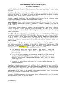 FLEXIBLE BENEFIT ALLOWANCE (FBA) AUDIT INSTRUCTIONS Initial Flexible Benefit Allowance (FBA) Allocations are based upon the prior year’s January audited FBA count. The Oklahoma State Department of Education (OSDE) util