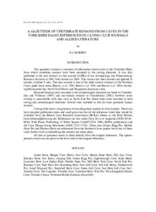 A gazeteer of vertebrate remains from caves in the Yorkshire Dales referenced in caving club journals and allied literature