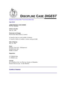 Discipline Case Digest Index  Law Society Home Page Case[removed]JAMES MICHAEL DAVID BOMEK