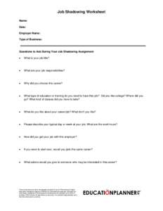 Microsoft Word - Job Shadowing Worksheet