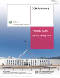 CCH Parliament  Political Alert Topics & Pricing[removed]CCH Parliament