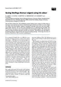 Ringing & Migration[removed], [removed]Sexing Starlings Sturnus vulgaris using iris colour