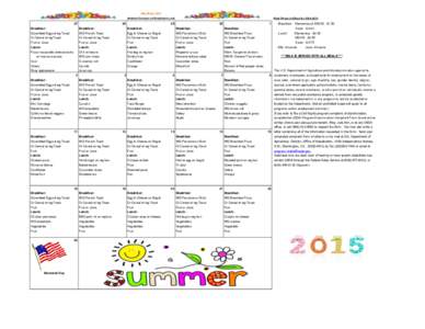 May Menu 2015 Ashland-Greenwood Breakfast/Lunch