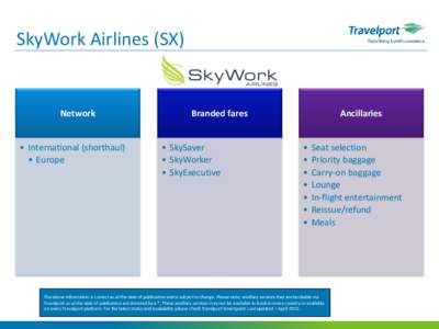 SkyWork Airlines (SX)  Network • International (shorthaul) • Europe