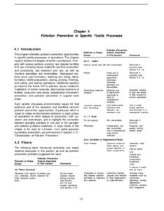 Chapter 4 Pollution Prevention in Specific Textile Processes 4.1 Introduction Pollutant or Waste Stream