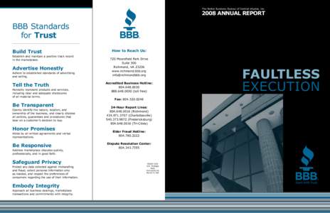 the Better Business Bureau of central Virginia, inc[removed]ANNUAL aNNual RePORt 2008 REPORT