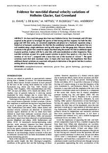 Journal of Glaciology, Vol. 60, No. 224, 2014 doi: [removed]2014JoG13J230[removed]Evidence for non-tidal diurnal velocity variations of Helheim Glacier, East Greenland