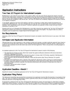 Northwestern University School of Law 2YRJD for Intl Lawyers Page 1 of 4 Application Instructions Two-Year JD Program for International Lawyers