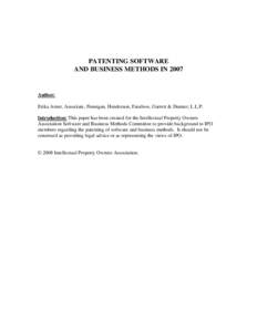 Patenting Software and Business Method Patents in the U