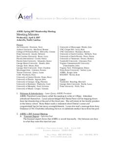 ASSOCIATION  OF SOUTHEASTERN RESEARCH LIBRARIES