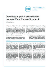 POLICY BRIEFS No[removed]ISSN[removed]Openness in public procurement ­markets: Time for a reality check