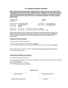 Microsoft Word - CITY OF MONROE PERSONNEL REQUISITION.doc