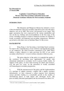 LC Paper No. CB[removed])  For discussion on 27 March 2006 Legislative Council Panel on Education Review of the Post-secondary Education Sector and