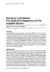 Afr.j. polit. sci[removed]), Vol. 2 No. 1, [removed]Elections in Zimbabwe: